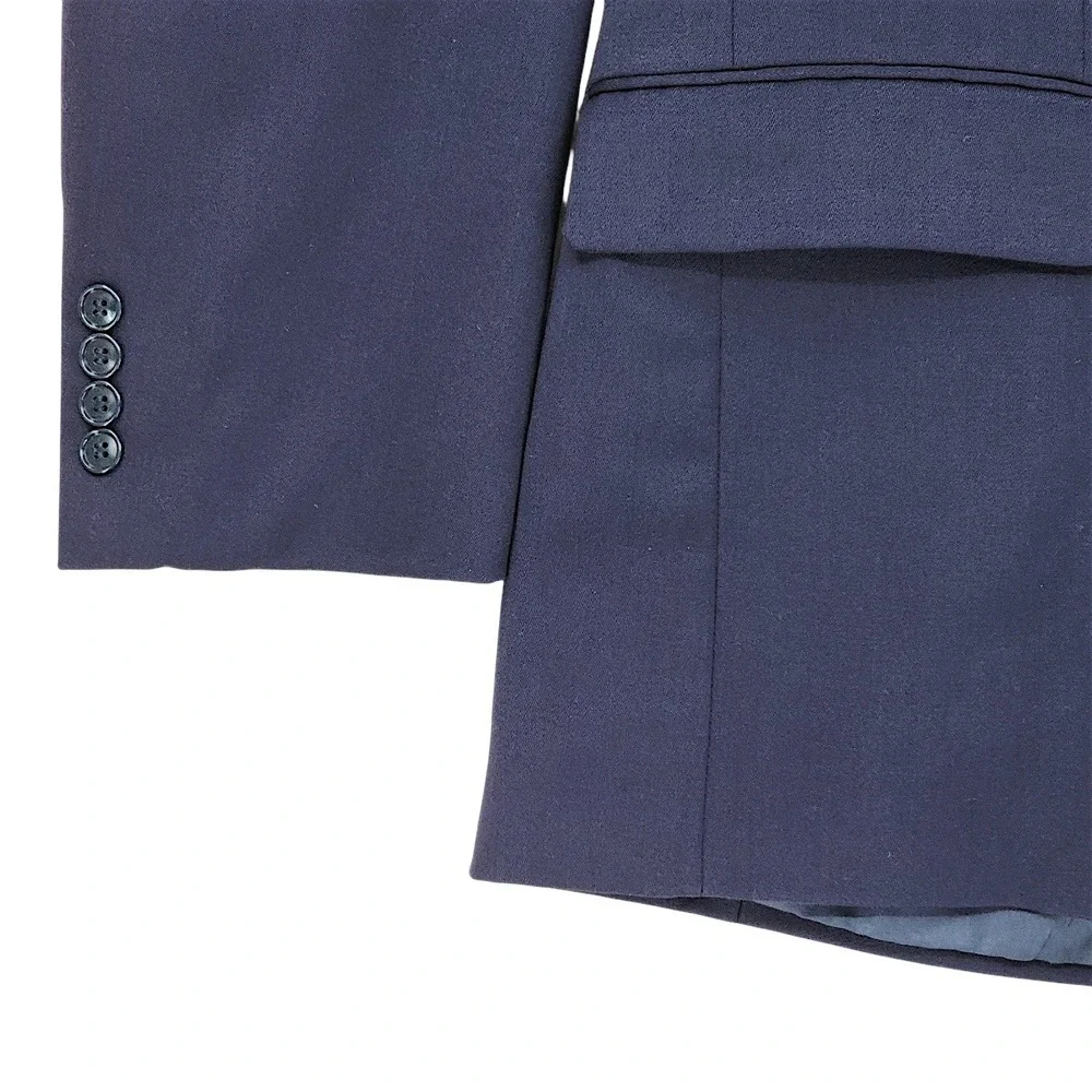 Jones New York Suit 46R Mens Navy Blue Wool 2 Piece Pleated Cuffed Professional‎